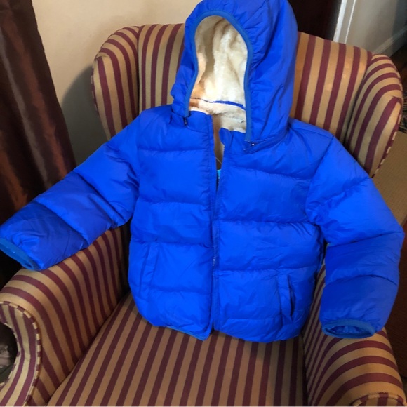New Kimjun Unisex Blue Quilted Puffer Coat Lined W/Warm Faux Soft Fur Size 6-7 - Picture 5 of 12